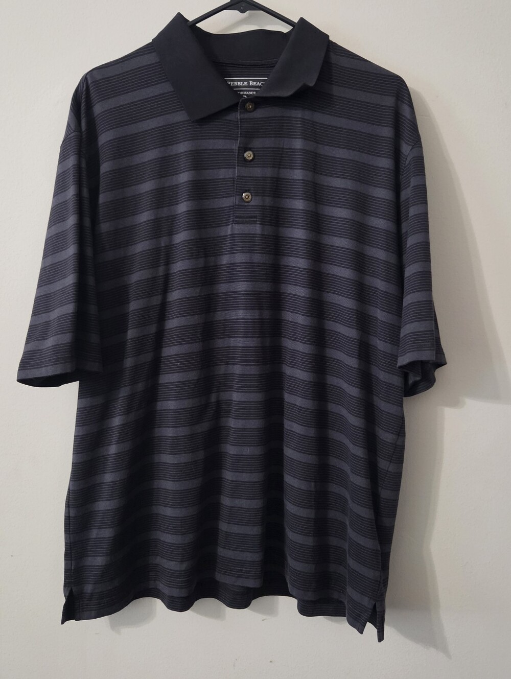 Pebble Beach Black Strip Golf Polo Mens XL Activewear